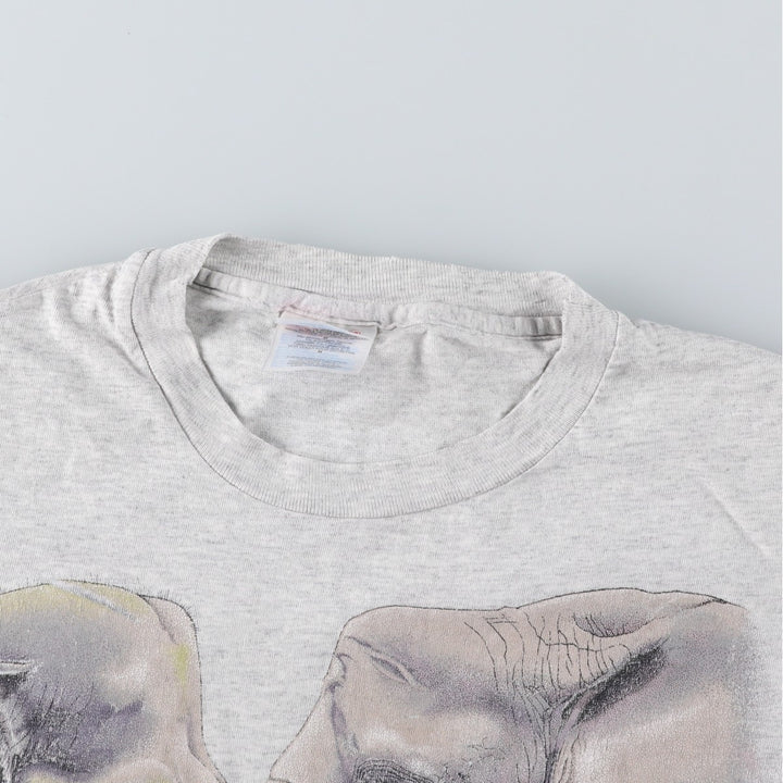 90'S Hanes Heavyweight Elephant Pattern Animal T-Shirt, Men's Size M (approx.), Vintage cotton gray type Vintage Second Hand