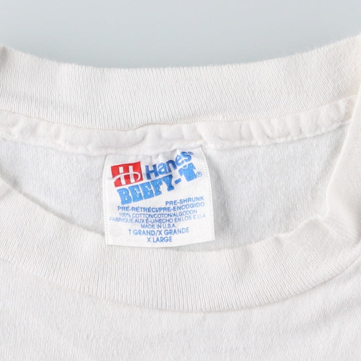 90'S Hanes BEEFY-T Fish Print Animal T-Shirt, Made in USA, Men's XL equivalent, Vintage cotton white type Vintage Second Hand