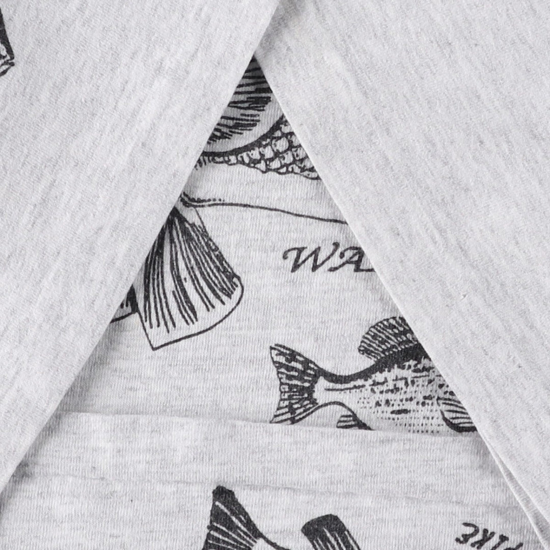 90'S Lee Fish Print Animal T-Shirt, Made in USA, Men's XXL equivalent, Vintage cotton pale white type Vintage Second Hand
