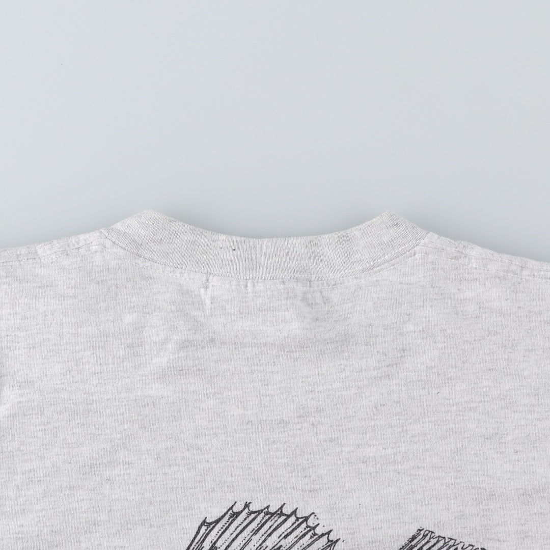 90'S Lee Fish Print Animal T-Shirt, Made in USA, Men's XXL equivalent, Vintage cotton pale white type Vintage Second Hand