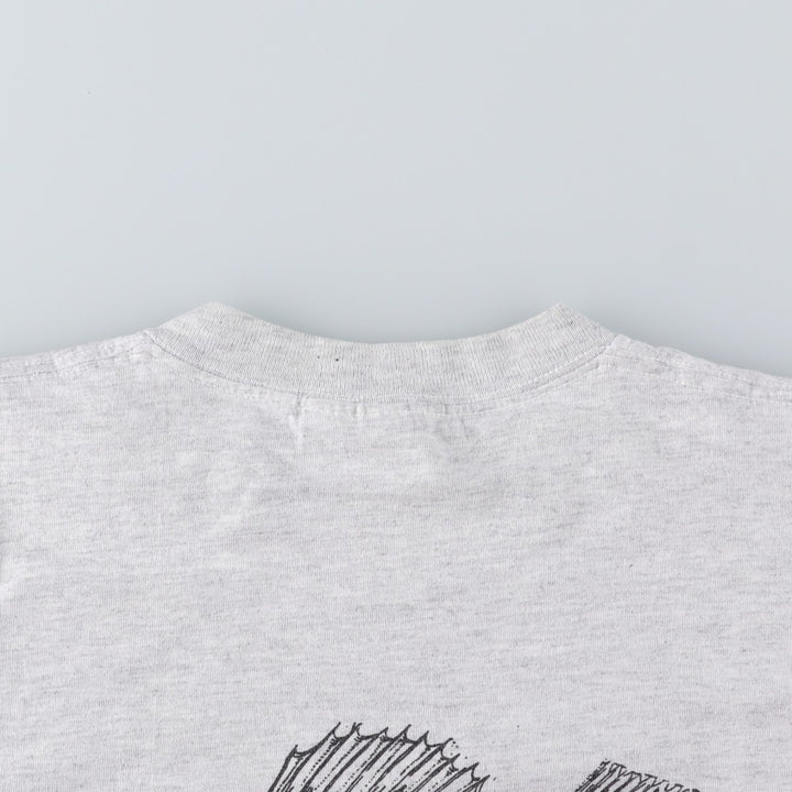 90'S Lee Fish Print Animal T-Shirt, Made in USA, Men's XXL equivalent, Vintage cotton pale white type Vintage Second Hand