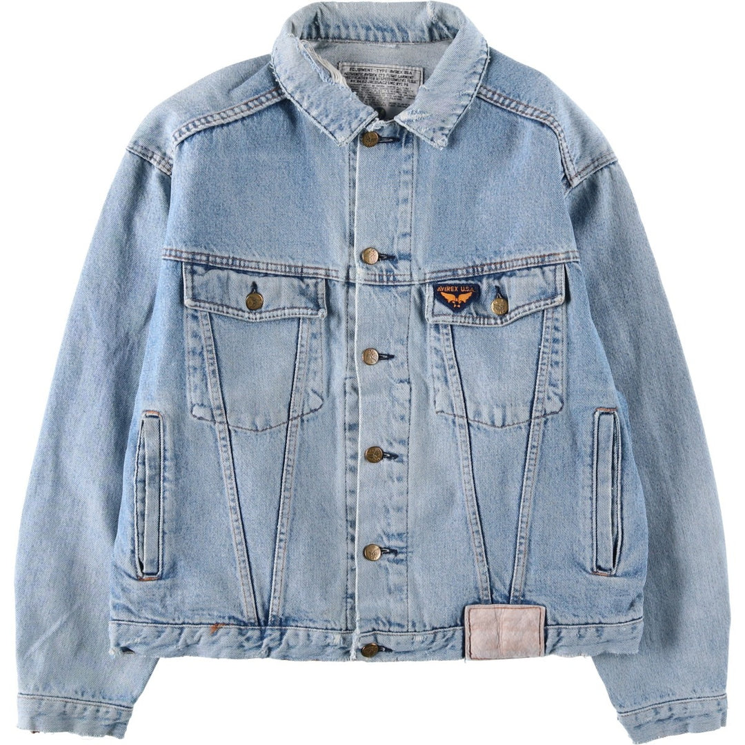 AVIREX denim jacket, men's size L equivalent, vintage. unclear blue type Vintage Second Hand