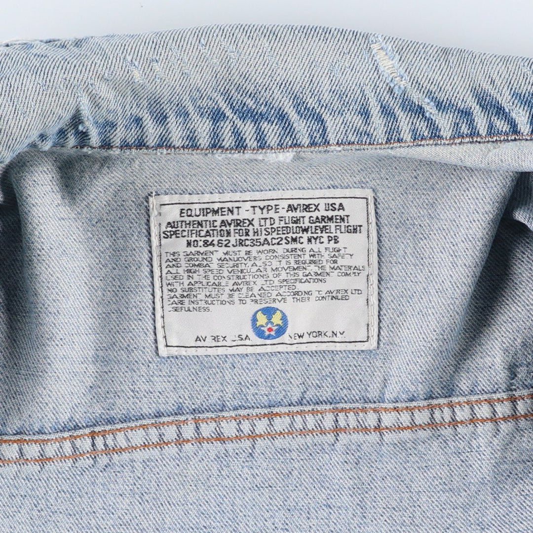 AVIREX denim jacket, men's size L equivalent, vintage. unclear blue type Vintage Second Hand