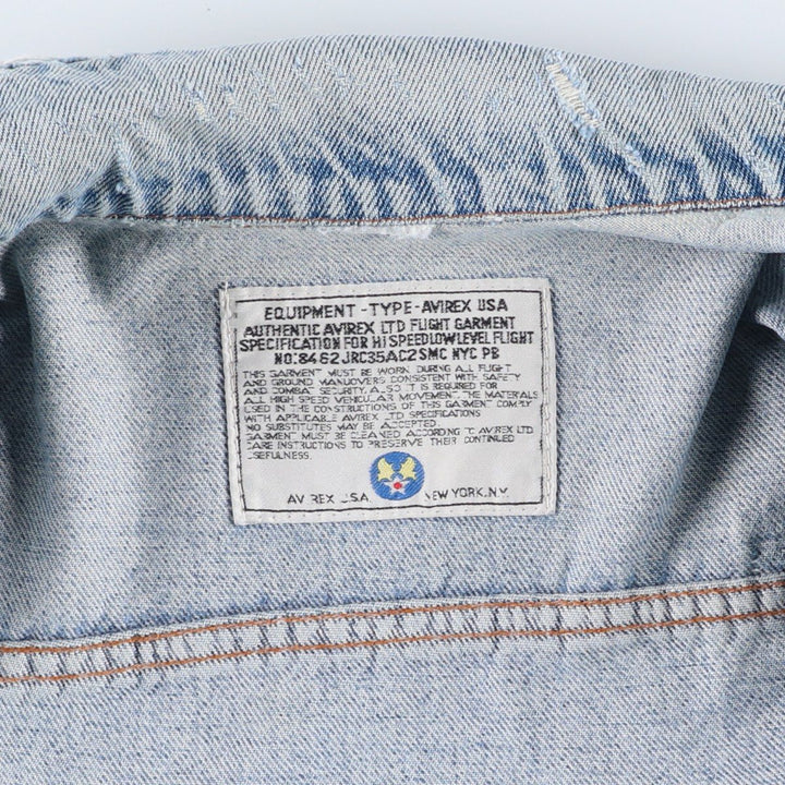 AVIREX denim jacket, men's size L equivalent, vintage. unclear blue type Vintage Second Hand
