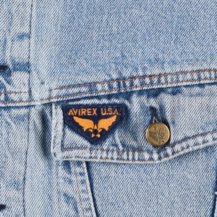 AVIREX denim jacket, men's size L equivalent, vintage. unclear blue type Vintage Second Hand