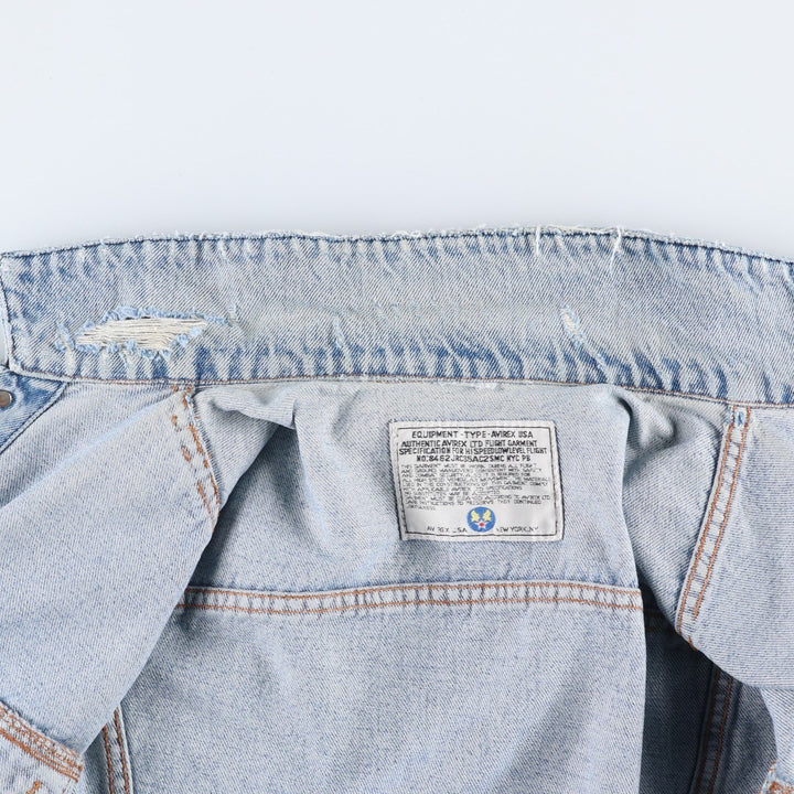AVIREX denim jacket, men's size L equivalent, vintage. unclear blue type Vintage Second Hand