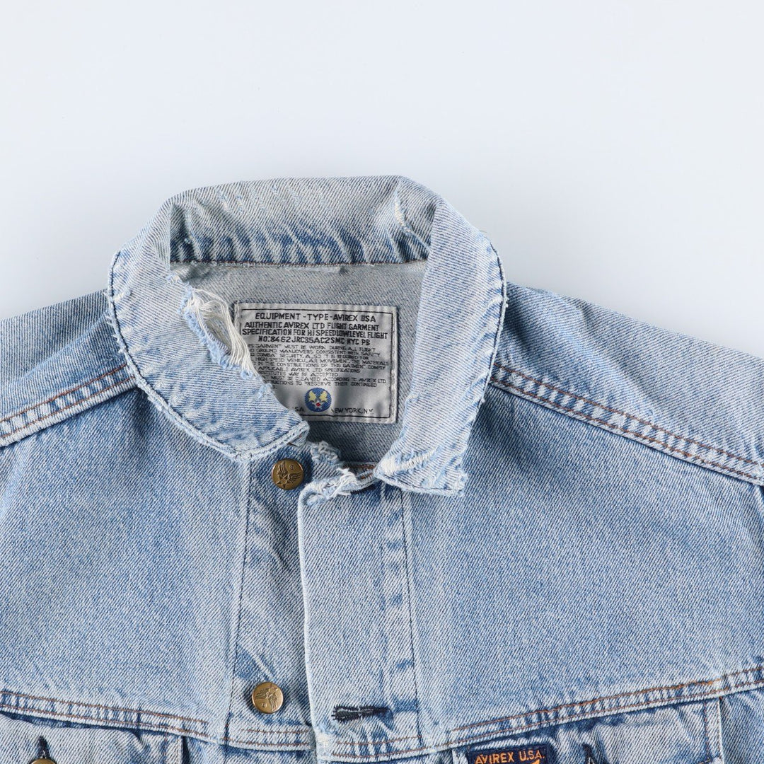 AVIREX denim jacket, men's size L equivalent, vintage. unclear blue type Vintage Second Hand