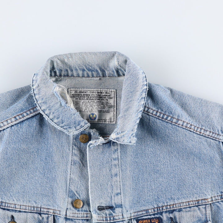 AVIREX denim jacket, men's size L equivalent, vintage. unclear blue type Vintage Second Hand