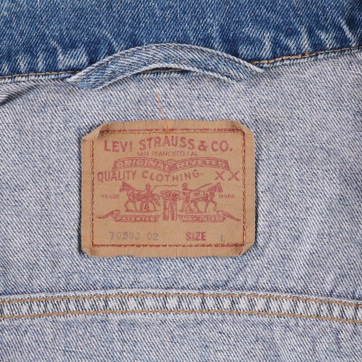 90'S Levi's 70503-0214 Euro Model Denim Jacket, Men's Size L, Vintage cotton blue type Vintage Second Hand