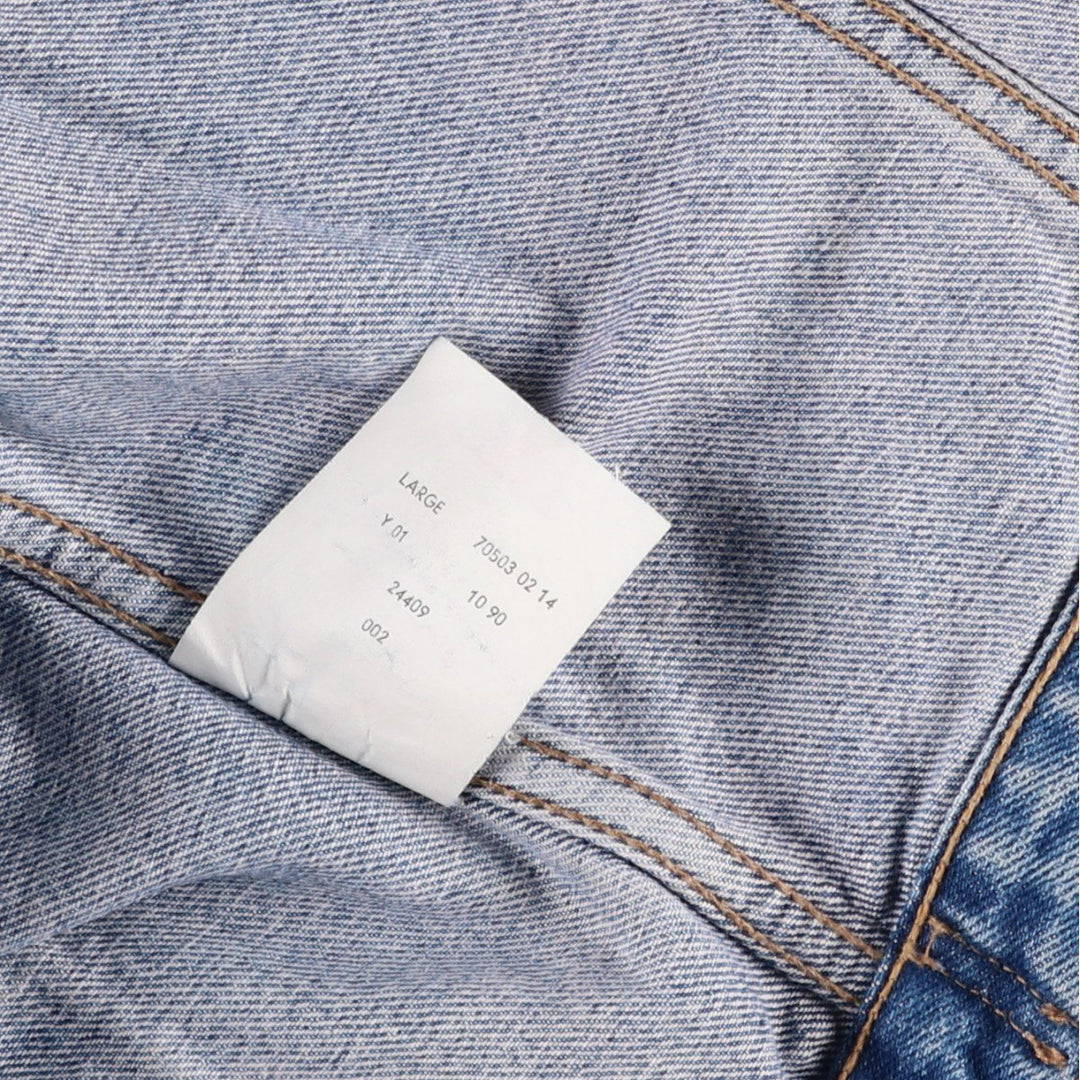 90'S Levi's 70503-0214 Euro Model Denim Jacket, Men's Size L, Vintage cotton blue type Vintage Second Hand