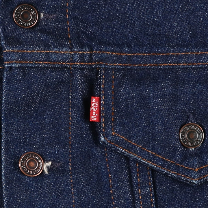 Dark navy ~90'S Levi's 70506-0217 denim jacket, made in Canada, men's size L equivalent, vintage. cotton navy blue type Vintage Second Hand