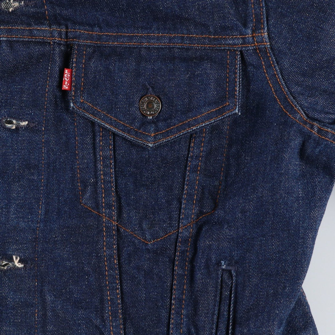 Dark navy ~90'S Levi's 70506-0217 denim jacket, made in Canada, men's size L equivalent, vintage. cotton navy blue type Vintage Second Hand