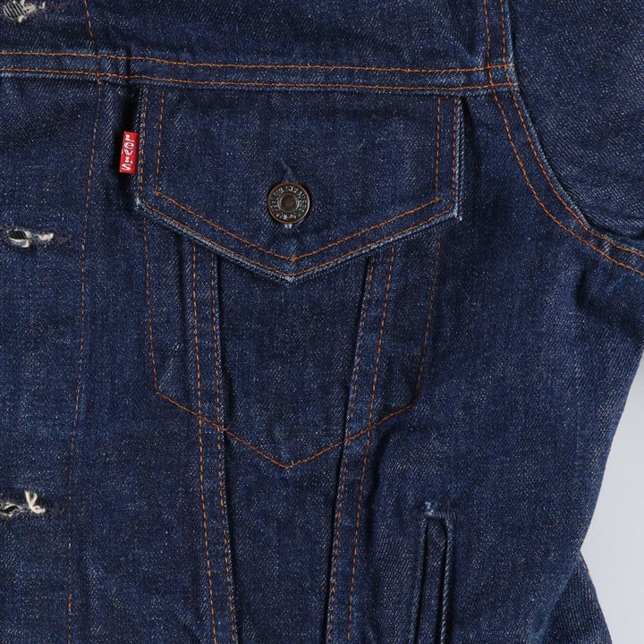Dark navy ~90'S Levi's 70506-0217 denim jacket, made in Canada, men's size L equivalent, vintage. cotton navy blue type Vintage Second Hand