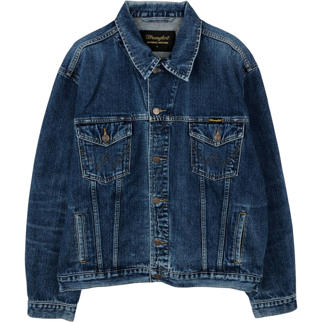 1970'S Wrangler Authentic Western Denim Jacket, Men's Size XL (approx.), Vintage, Black Tag cotton blue type Vintage Second Hand