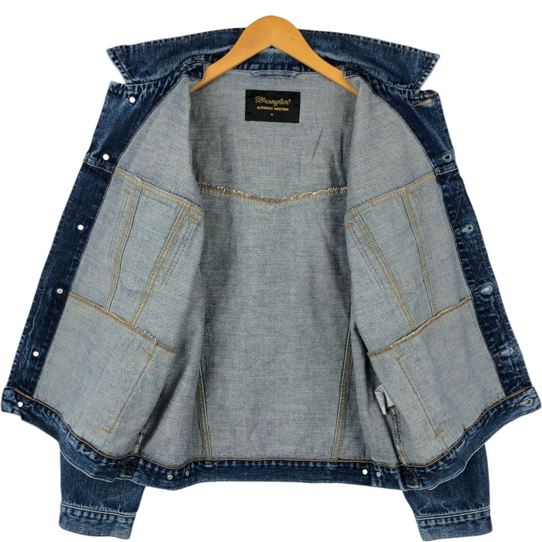 1970'S Wrangler Authentic Western Denim Jacket, Men's Size XL (approx.), Vintage, Black Tag cotton blue type Vintage Second Hand