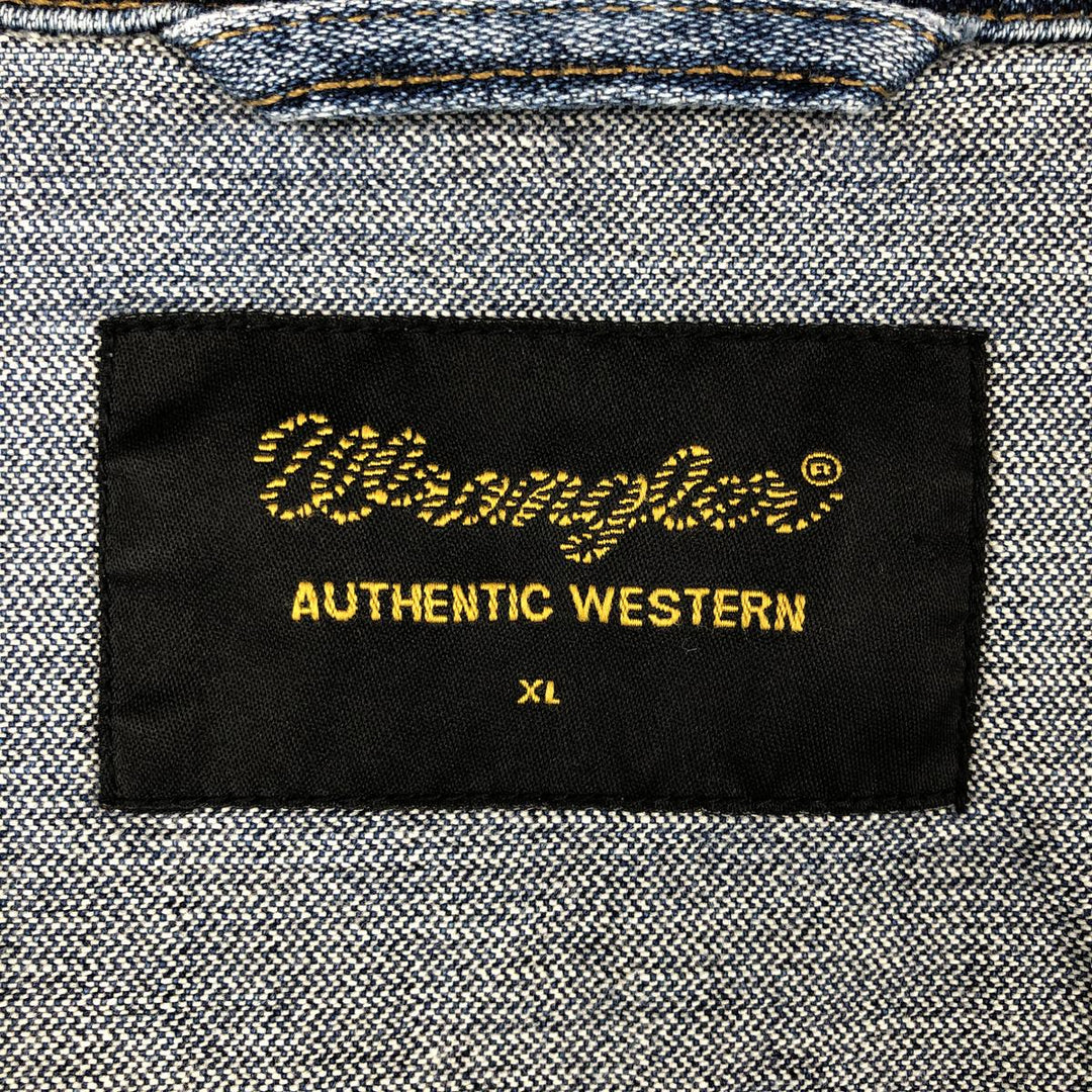 1970'S Wrangler Authentic Western Denim Jacket, Men's Size XL (approx.), Vintage, Black Tag cotton blue type Vintage Second Hand