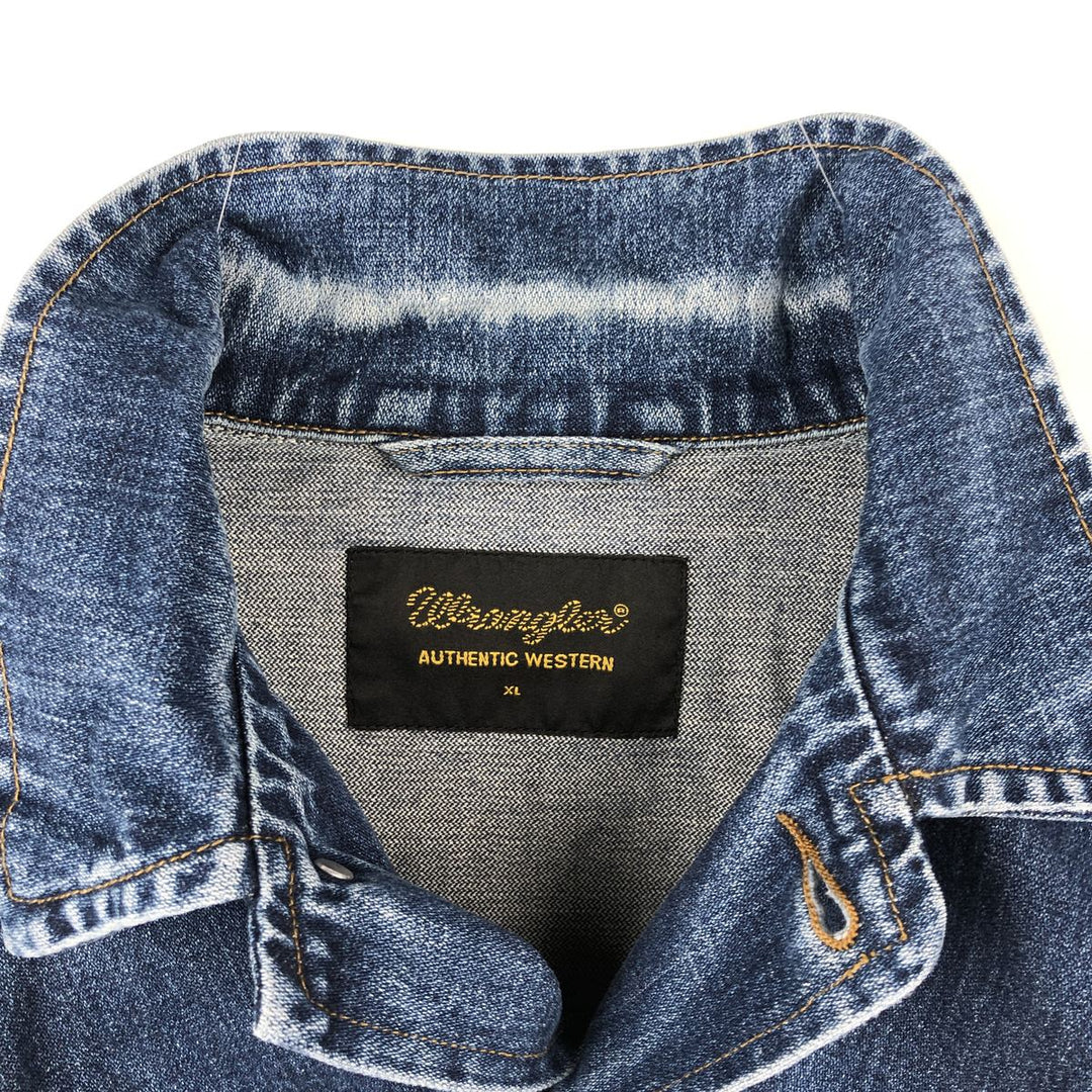 1970'S Wrangler Authentic Western Denim Jacket, Men's Size XL (approx.), Vintage, Black Tag cotton blue type Vintage Second Hand
