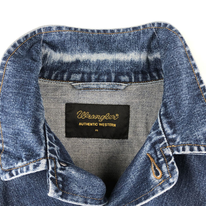 1970'S Wrangler Authentic Western Denim Jacket, Men's Size XL (approx.), Vintage, Black Tag cotton blue type Vintage Second Hand