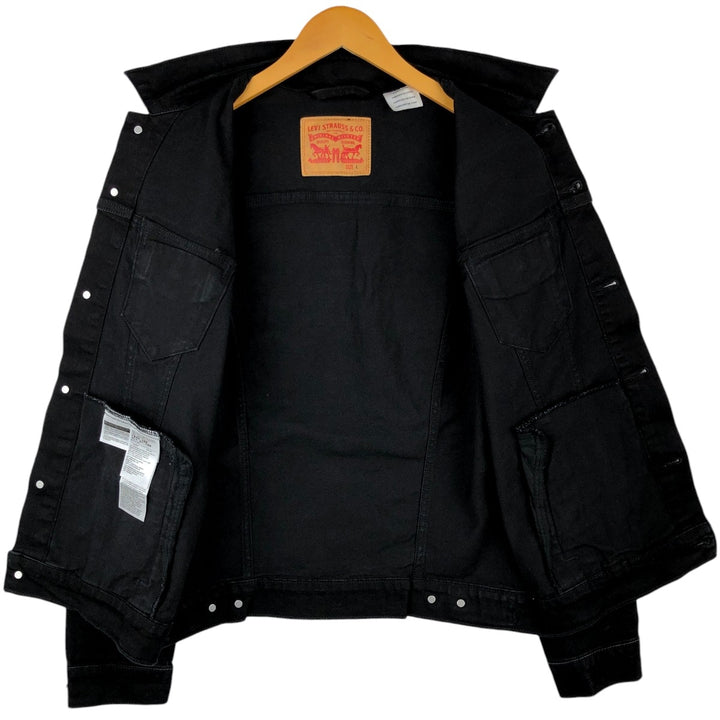Levi's Black Denim Jacket, Size L, Men's cotton black type Vintage Second Hand