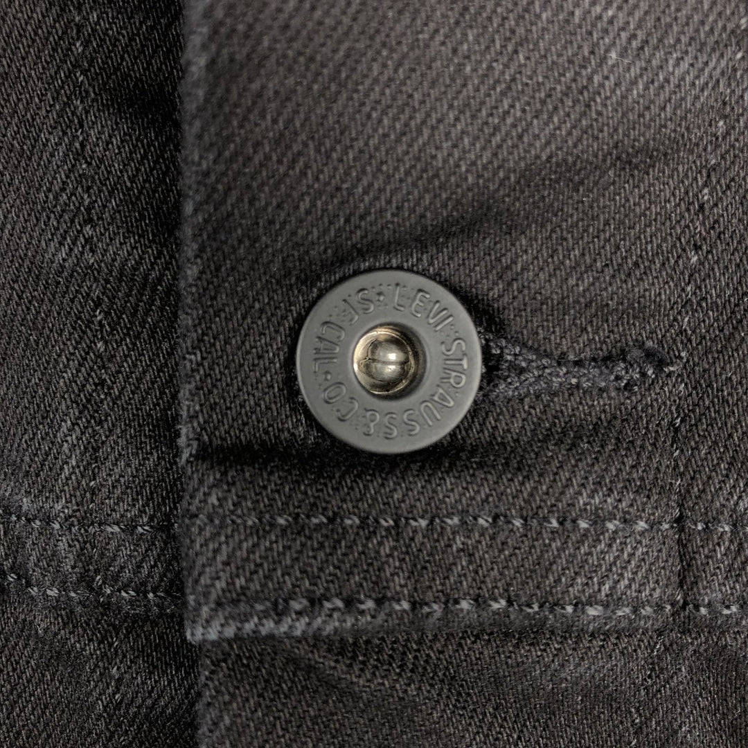 Levi's Black Denim Jacket, Size L, Men's cotton black type Vintage Second Hand