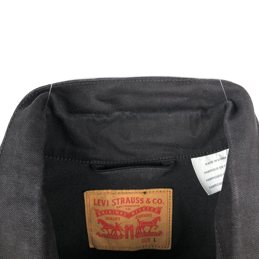 Levi's Black Denim Jacket, Size L, Men's cotton black type Vintage Second Hand