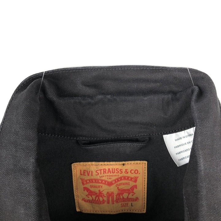 Levi's Black Denim Jacket, Size L, Men's cotton black type Vintage Second Hand