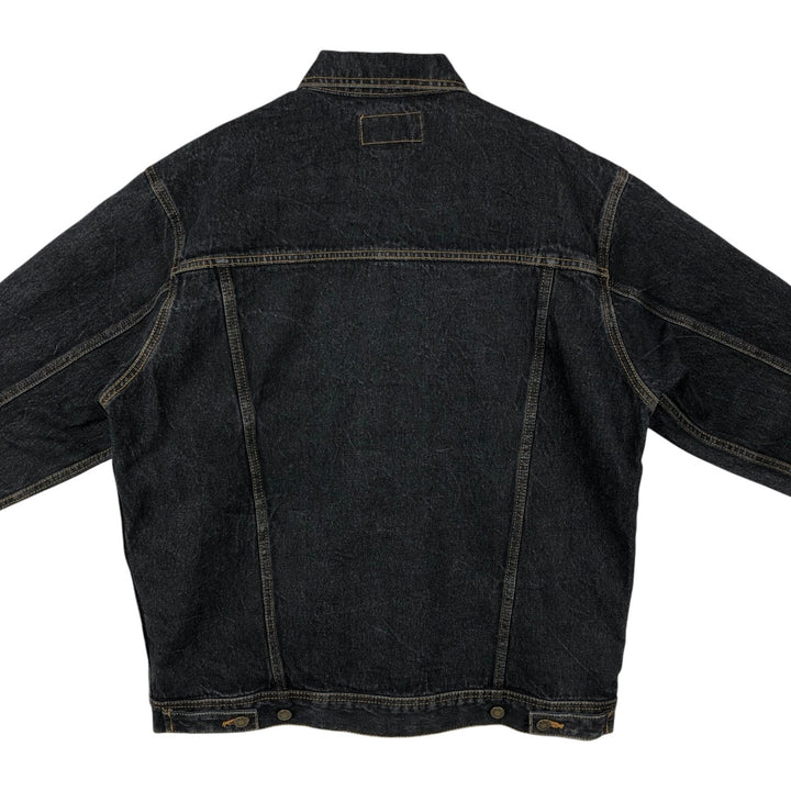 Wrangler RUGGED WEAR Black Denim Jacket (Men's Size L) cotton black type Vintage Second Hand