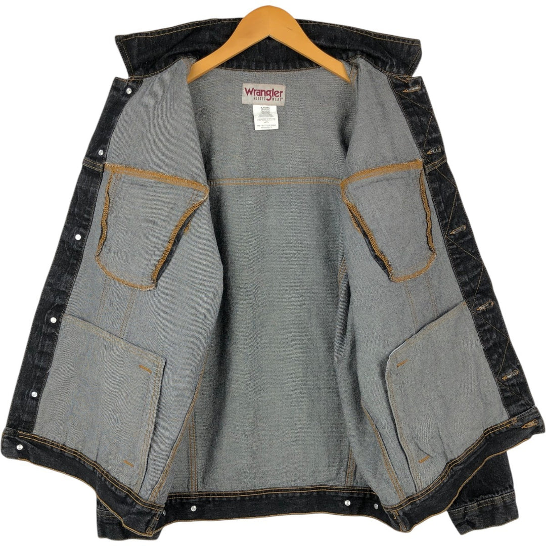 Wrangler RUGGED WEAR Black Denim Jacket (Men's Size L) cotton black type Vintage Second Hand