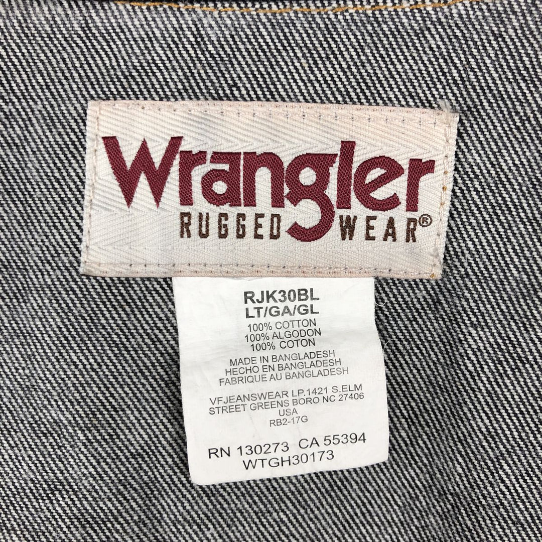 Wrangler RUGGED WEAR Black Denim Jacket (Men's Size L) cotton black type Vintage Second Hand