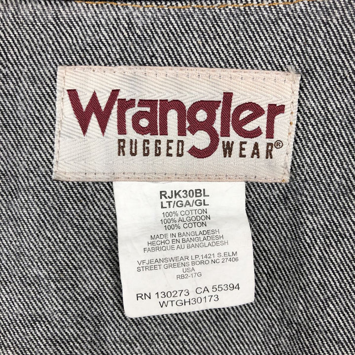 Wrangler RUGGED WEAR Black Denim Jacket (Men's Size L) cotton black type Vintage Second Hand