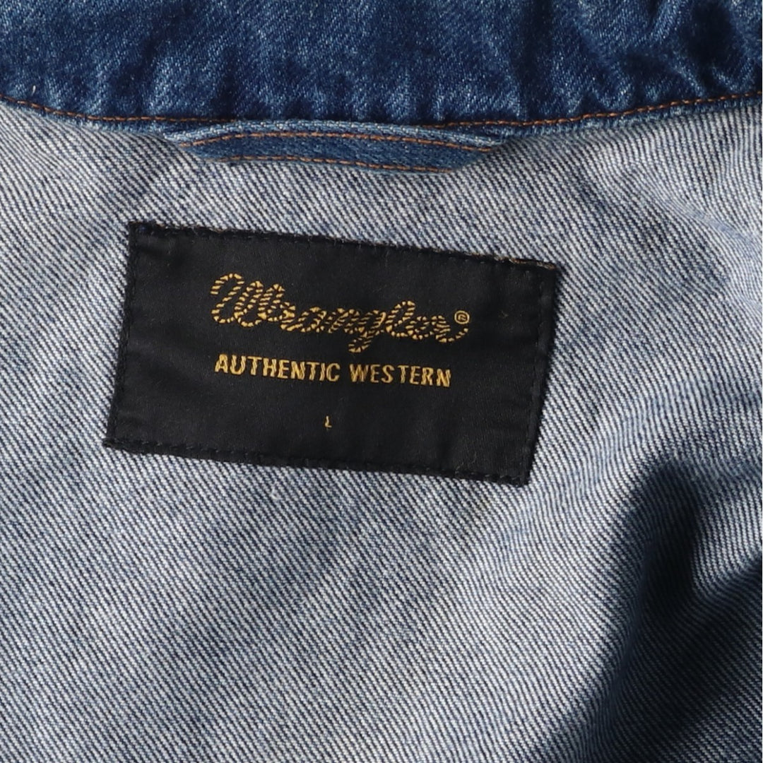80s-90'S Wrangler Authentic Western Denim Jacket, G-Jean, Men's, Size L, Vintage cotton blue type Vintage Second Hand