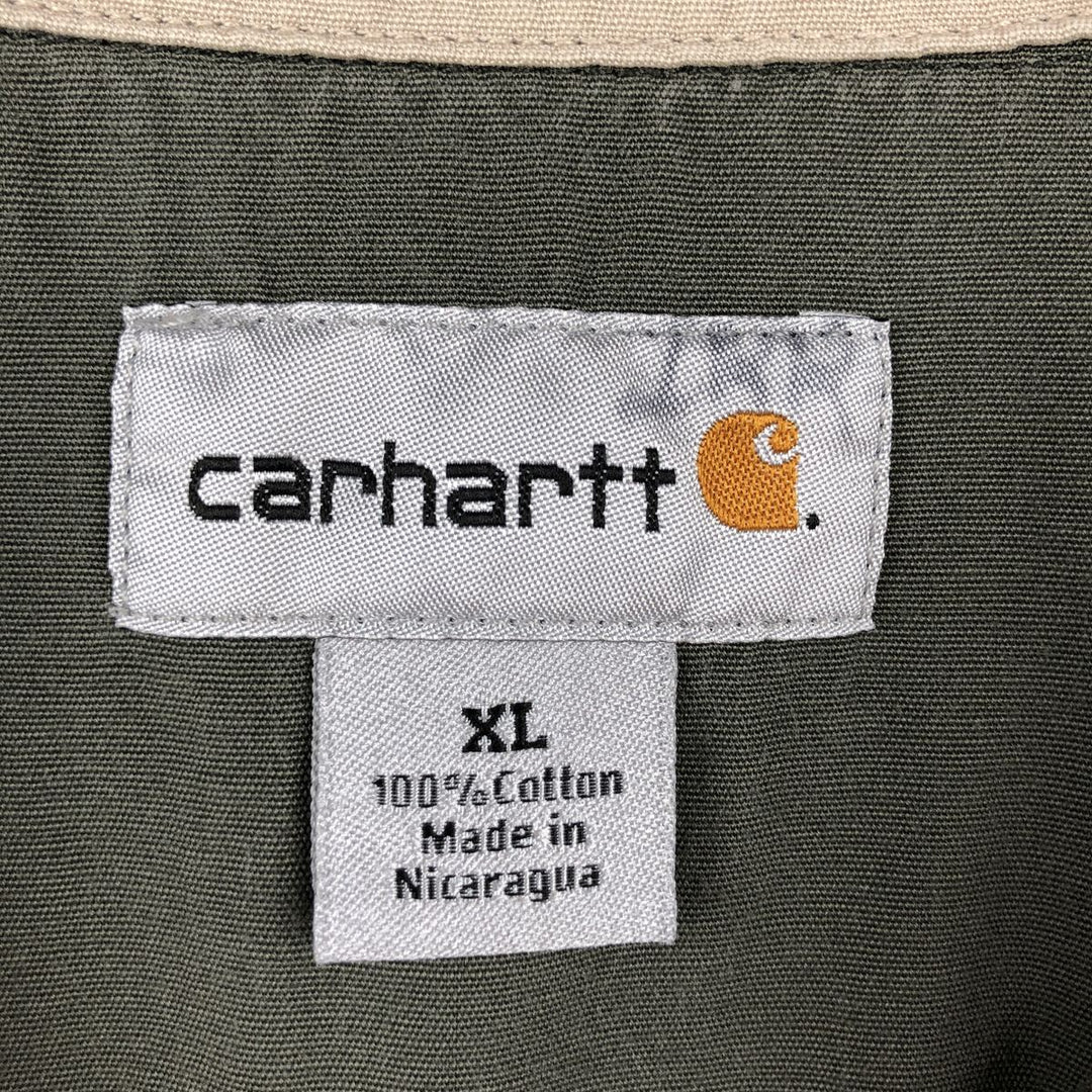 Carhartt Long Sleeve Work Shirt, Men's XL cotton Khaki type Vintage Second Hand