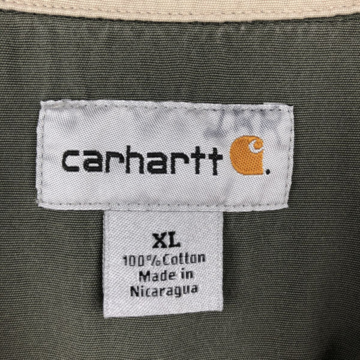 Carhartt Long Sleeve Work Shirt, Men's XL cotton Khaki type Vintage Second Hand