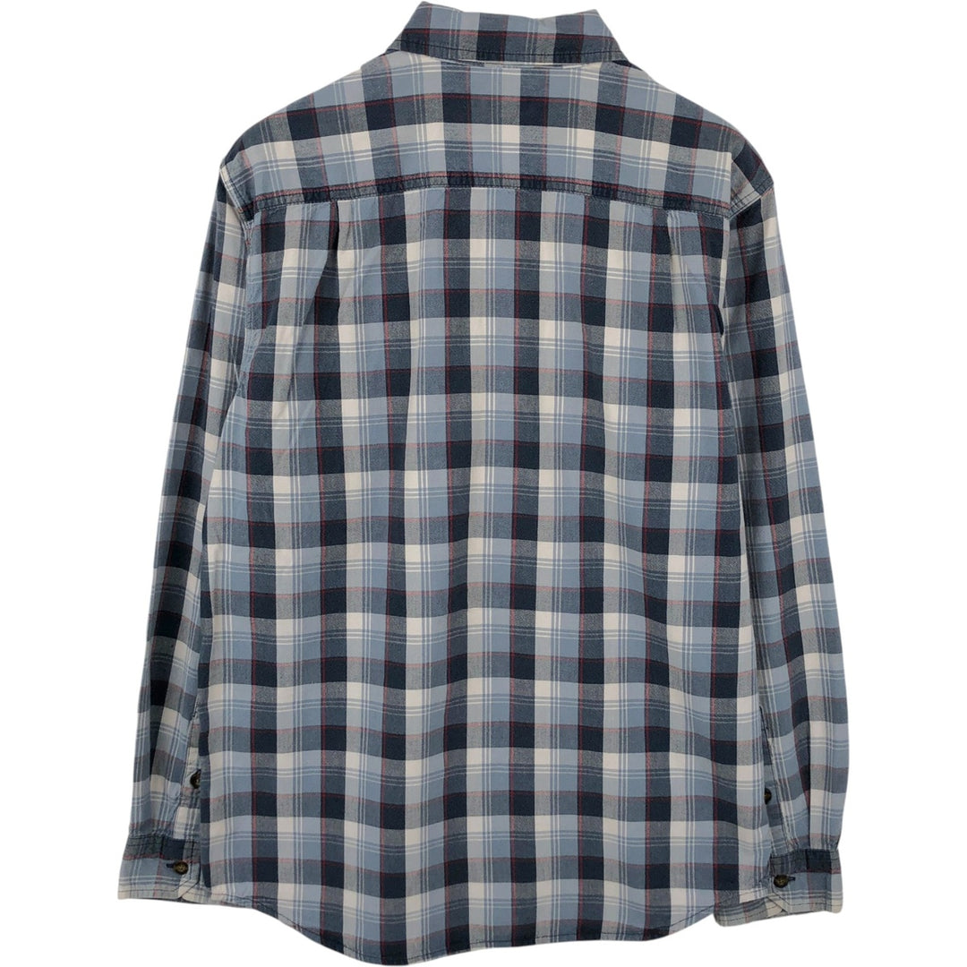 Carhartt Relaxed Fit Check Pattern Long Sleeve Button Down Work Shirt, Men's Medium cotton navy blue type Vintage Second Hand