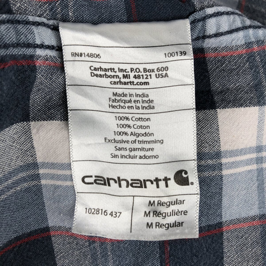 Carhartt Relaxed Fit Check Pattern Long Sleeve Button Down Work Shirt, Men's Medium cotton navy blue type Vintage Second Hand