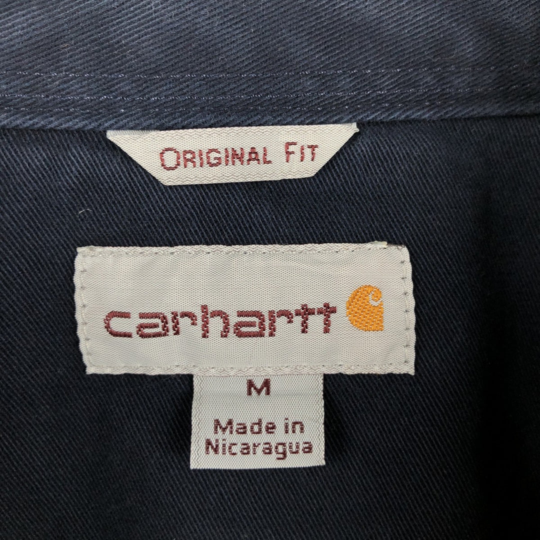Carhartt Original Fit Long Sleeve Button-Down Work Shirt, Men's Size Medium cotton navy blue type Vintage Second Hand