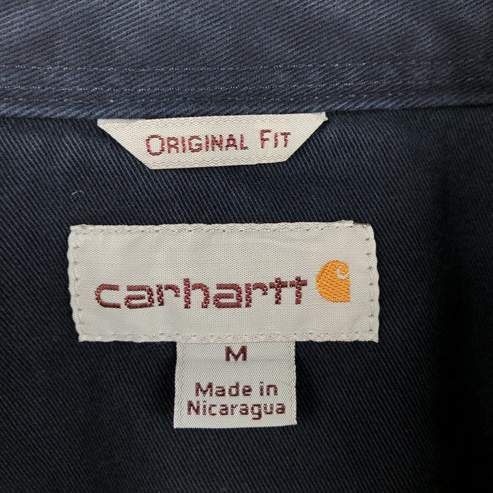 Carhartt Original Fit Long Sleeve Button-Down Work Shirt, Men's Size Medium cotton navy blue type Vintage Second Hand