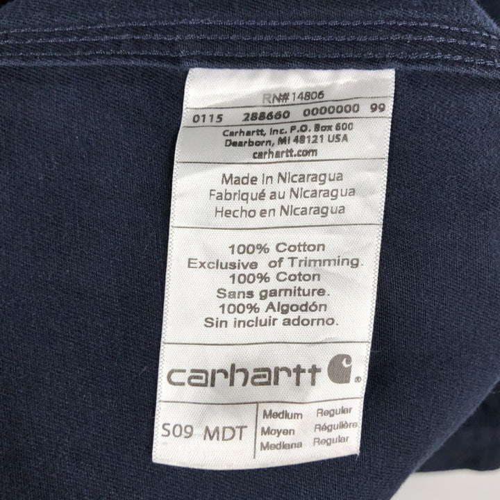 Carhartt Original Fit Long Sleeve Button-Down Work Shirt, Men's Size Medium cotton navy blue type Vintage Second Hand