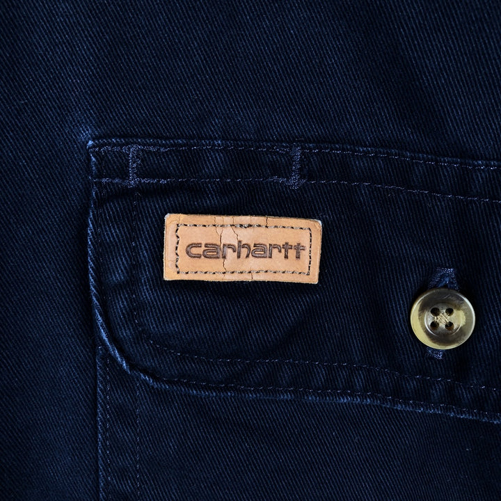 Carhartt Original Fit Long Sleeve Button-Down Work Shirt, Men's Size Medium cotton navy blue type Vintage Second Hand