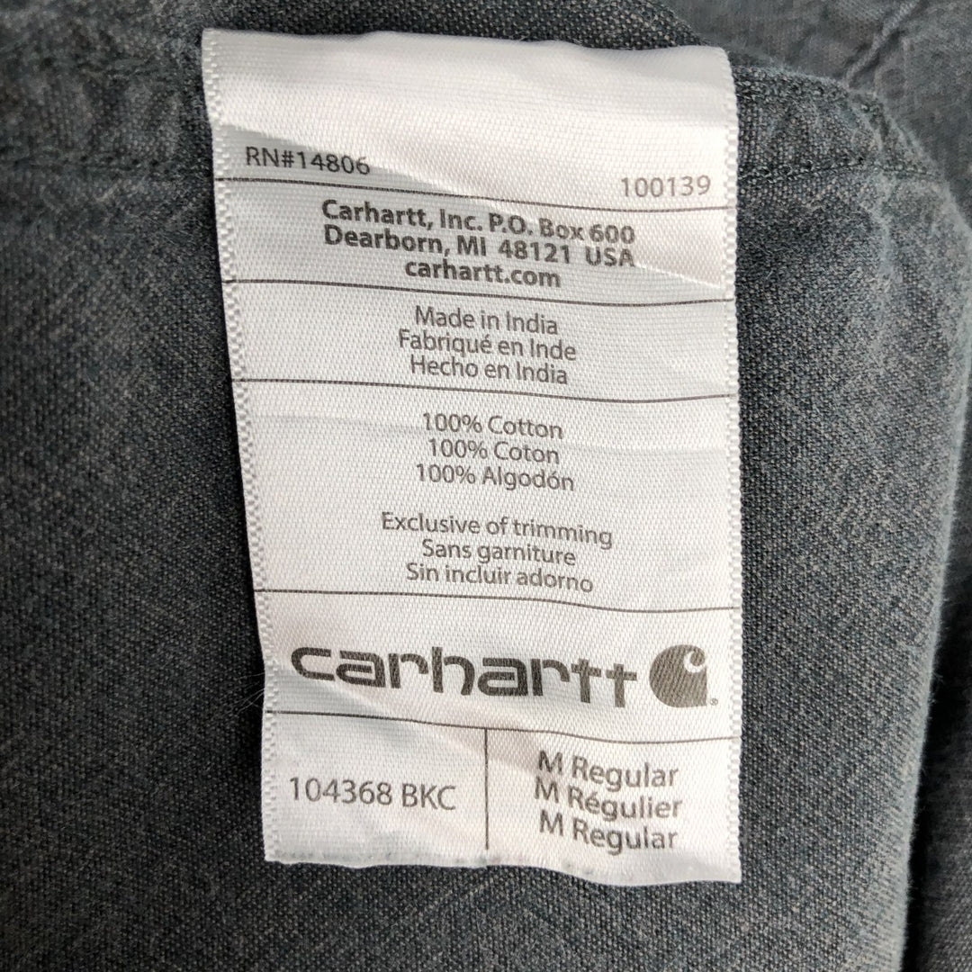 Carhartt Loose Fit Long Sleeve Button-Down Work Shirt, Men's Size M (approx.) cotton Charcoal Vintage Second Hand