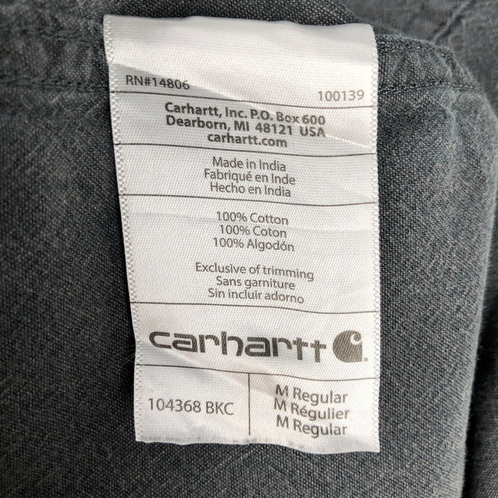 Carhartt Loose Fit Long Sleeve Button-Down Work Shirt, Men's Size M (approx.) cotton Charcoal Vintage Second Hand