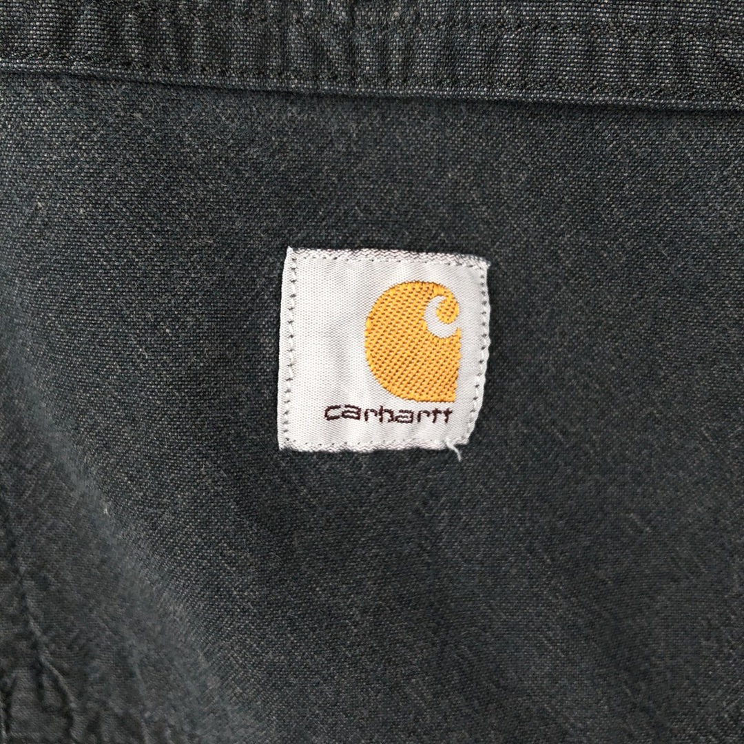 Carhartt Loose Fit Long Sleeve Button-Down Work Shirt, Men's Size M (approx.) cotton Charcoal Vintage Second Hand