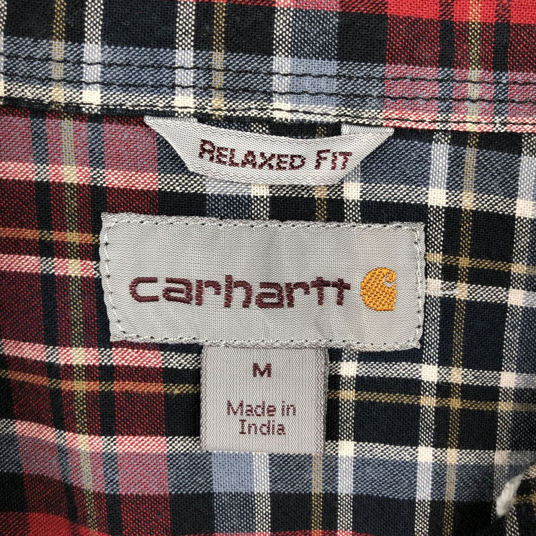 Carhartt Relaxed Fit Check Pattern Long Sleeve Button Down Work Shirt, Men's Medium cotton red type Vintage Second Hand