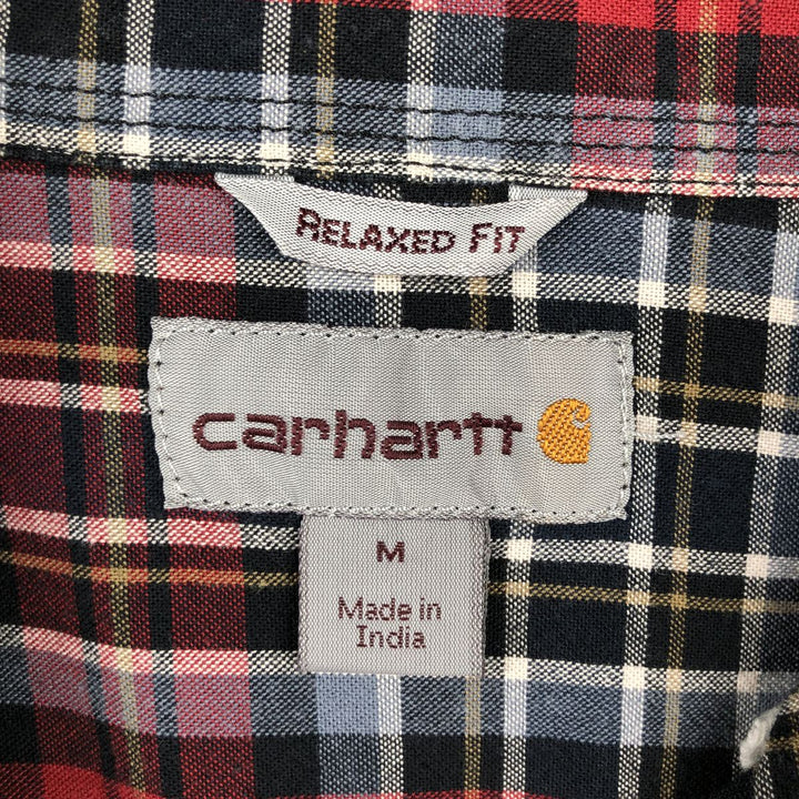 Carhartt Relaxed Fit Check Pattern Long Sleeve Button Down Work Shirt, Men's Medium cotton red type Vintage Second Hand