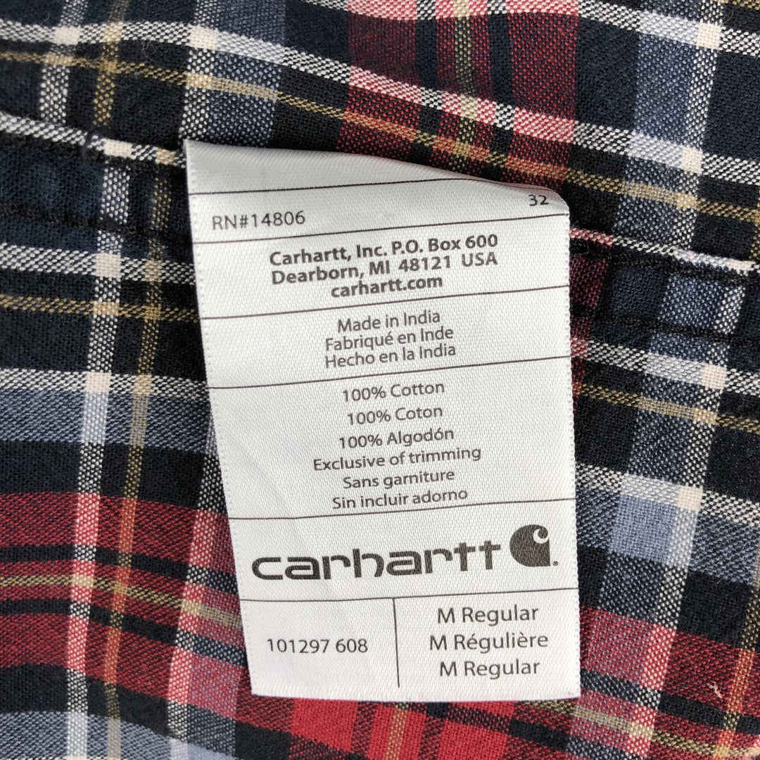Carhartt Relaxed Fit Check Pattern Long Sleeve Button Down Work Shirt, Men's Medium cotton red type Vintage Second Hand
