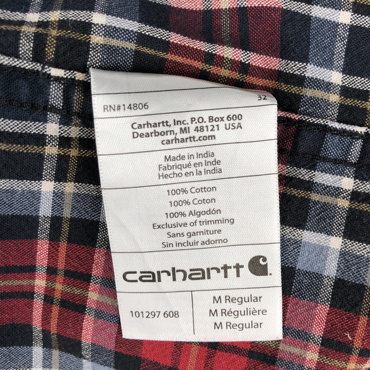 Carhartt Relaxed Fit Check Pattern Long Sleeve Button Down Work Shirt, Men's Medium cotton red type Vintage Second Hand