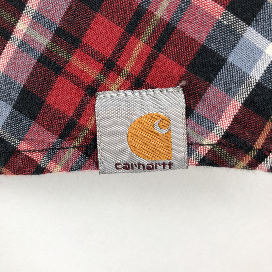 Carhartt Relaxed Fit Check Pattern Long Sleeve Button Down Work Shirt, Men's Medium cotton red type Vintage Second Hand