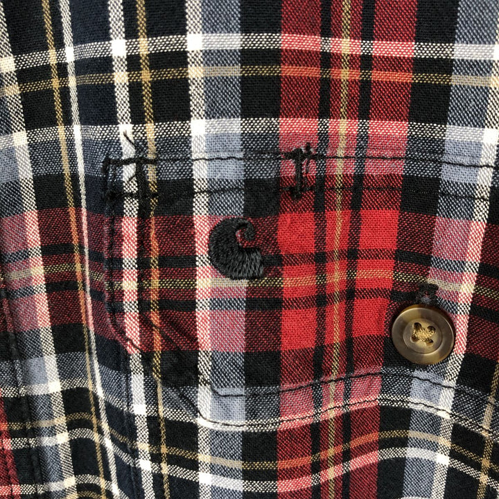 Carhartt Relaxed Fit Check Pattern Long Sleeve Button Down Work Shirt, Men's Medium cotton red type Vintage Second Hand