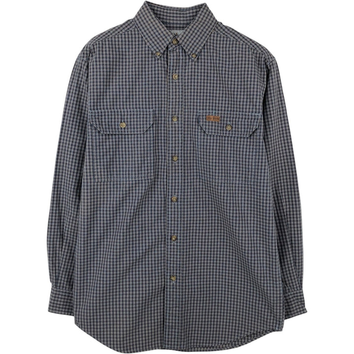 Carhartt Relaxed Fit Check Pattern Long Sleeve Button-Down Work Shirt, Men's Size S (approx.) cotton gray type Vintage Second Hand