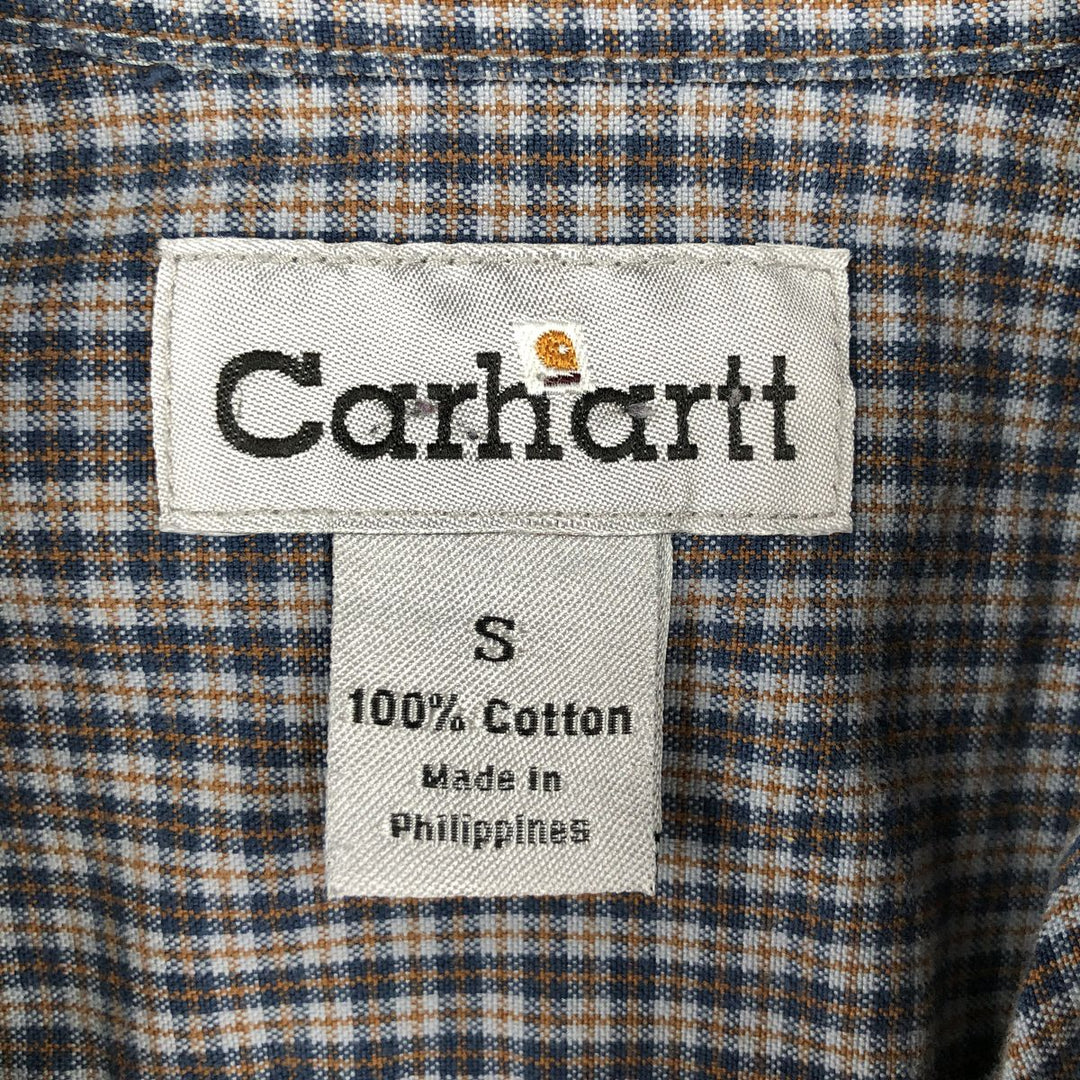 Carhartt Relaxed Fit Check Pattern Long Sleeve Button-Down Work Shirt, Men's Size S (approx.) cotton gray type Vintage Second Hand
